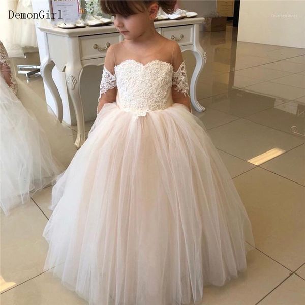 girl's dresses cute lace appliques flower girl illusion sheer neck long sleeves ball gown first communion dress1, Red;yellow
girl's dresses cute lace appliques flower girl illusion sheer neck long sleeves ball gown first communion dress1, Red;yellow