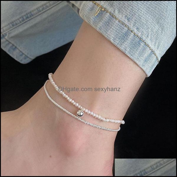 jewelry anklets s925 sterling sier double pearl baby anklet womens day korea simple handmade round beads beach drop delivery 2021 6ane5, Red;blue
jewelry anklets s925 sterling sier double pearl baby anklet womens day korea simple handmade round beads beach drop delivery 2021 6ane5, Red;blue