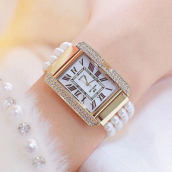 wristwatches 2021 women fashion rectangle diamond rome dial watch pearl strap dress gold luxury crystal ladies wrist watches, Slivery;brown
wristwatches 2021 women fashion rectangle diamond rome dial watch pearl strap dress gold luxury crystal ladies wrist watches, Slivery;brown