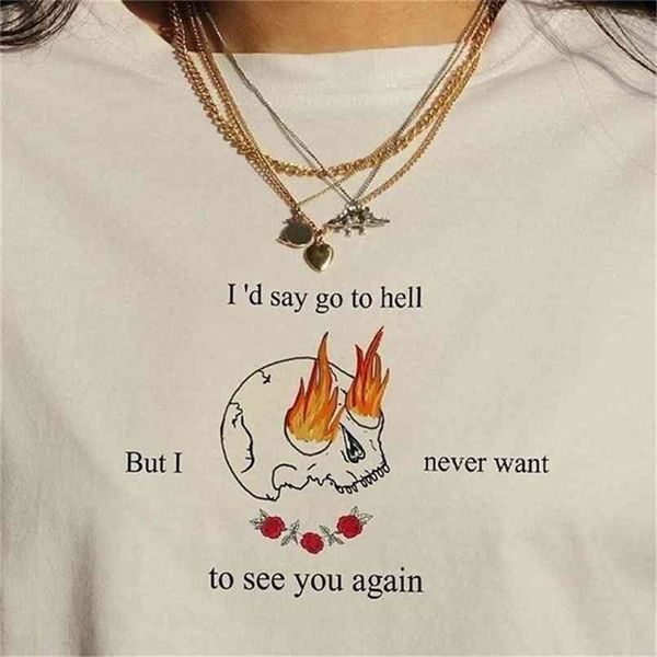 skull printed t shirt i'd say go to hell but i never want see you again letter funny quetes printing tee 210512, White
skull printed t shirt i'd say go to hell but i never want see you again letter funny quetes printing tee 210512, White