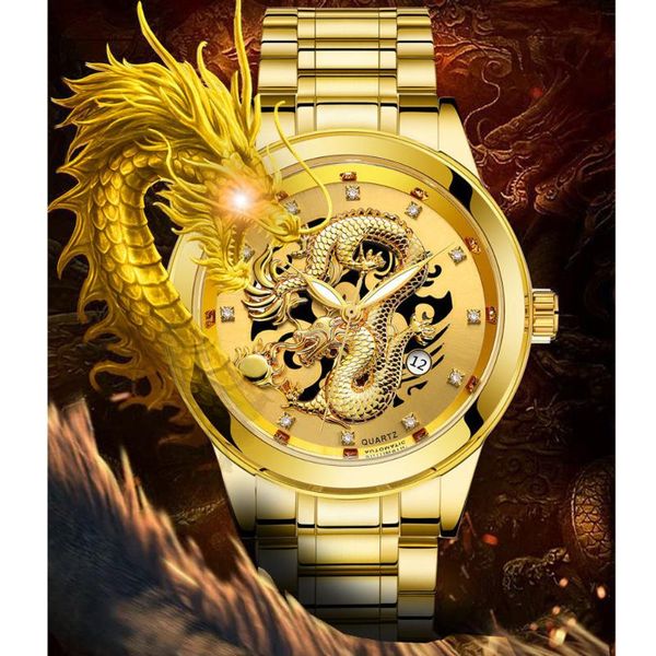 wristwatches waterproof mens gold dragon sculpture quartz watch luxury men steel wristwatch women watches, Slivery;brown
wristwatches waterproof mens gold dragon sculpture quartz watch luxury men steel wristwatch women watches, Slivery;brown