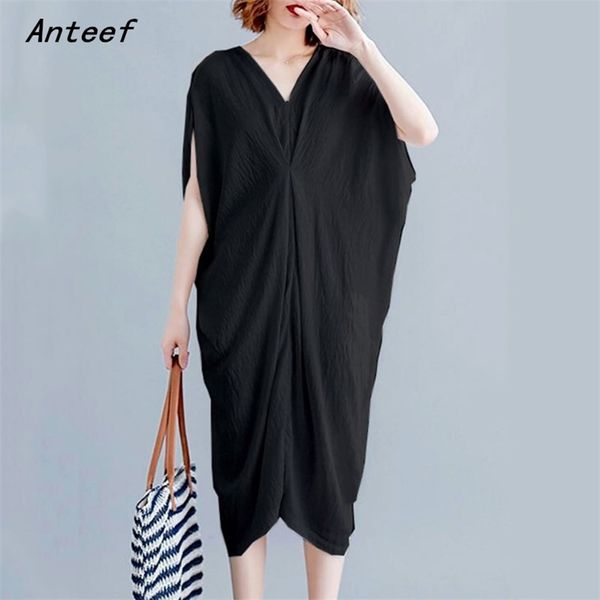 short sleeve cotton linen vintage plus size dresses for women casual loose midi summer sun beach dress elegant clothes 210517, Black;gray
short sleeve cotton linen vintage plus size dresses for women casual loose midi summer sun beach dress elegant clothes 210517, Black;gray