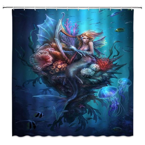 sztnsm mermaid shower curtain fantasy fairy tale underwater world animal fish coral mermaid playing a musical instrument,
sztnsm mermaid shower curtain fantasy fairy tale underwater world animal fish coral mermaid playing a musical instrument,