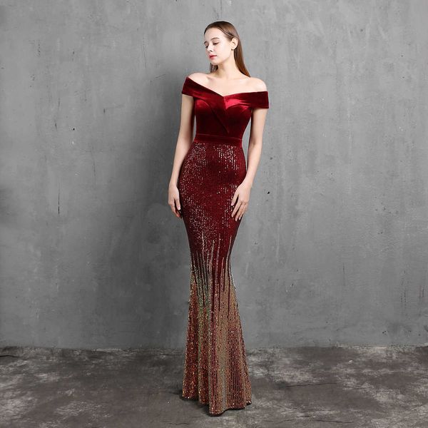 luxury evening dress 18511# classic one shoulder fishtail evening dr's elegant banquet annual meeting temperament veet aura queen, Black;gray
luxury evening dress 18511# classic one shoulder fishtail evening dr's elegant banquet annual meeting temperament veet aura queen, Black;gray