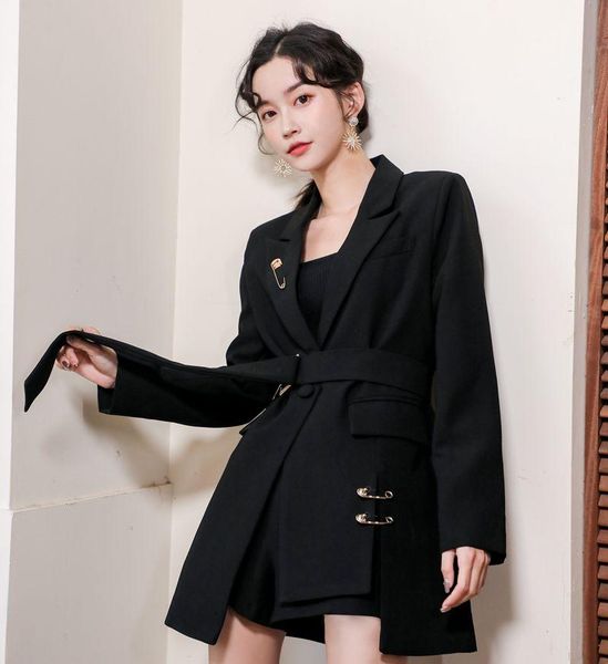 women's suits & blazers zcsmll black jacket female 2021 autumn fashion one button elegant suit loose vintage long sleeve women, White;black
women's suits & blazers zcsmll black jacket female 2021 autumn fashion one button elegant suit loose vintage long sleeve women, White;black