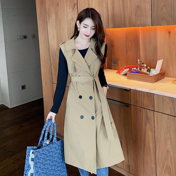 women's trench coats 2021 autumn sleeveless vest women casual long overcoat match knitting fashion female coat ladies, Tan;black
women's trench coats 2021 autumn sleeveless vest women casual long overcoat match knitting fashion female coat ladies, Tan;black