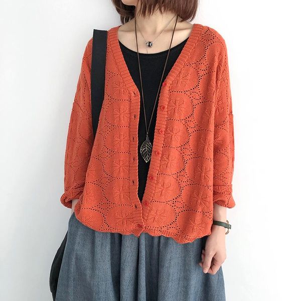 women's blouses & shirts knitted cardigan women spring style loose-fit v-neck literature large size hollow out thin solid color female, White
women's blouses & shirts knitted cardigan women spring style loose-fit v-neck literature large size hollow out thin solid color female, White