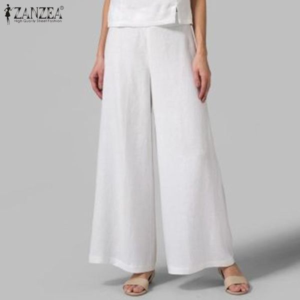 women's pants & capris 2021 zanzea women wide leg solid ol office trousers autumn elastic wasit cotton linen pantalon casual palazzo st, Black;white
women's pants & capris 2021 zanzea women wide leg solid ol office trousers autumn elastic wasit cotton linen pantalon casual palazzo st, Black;white