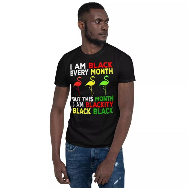 i am black every month blackity funny black history month flamingo t-shirt, White;black
i am black every month blackity funny black history month flamingo t-shirt, White;black