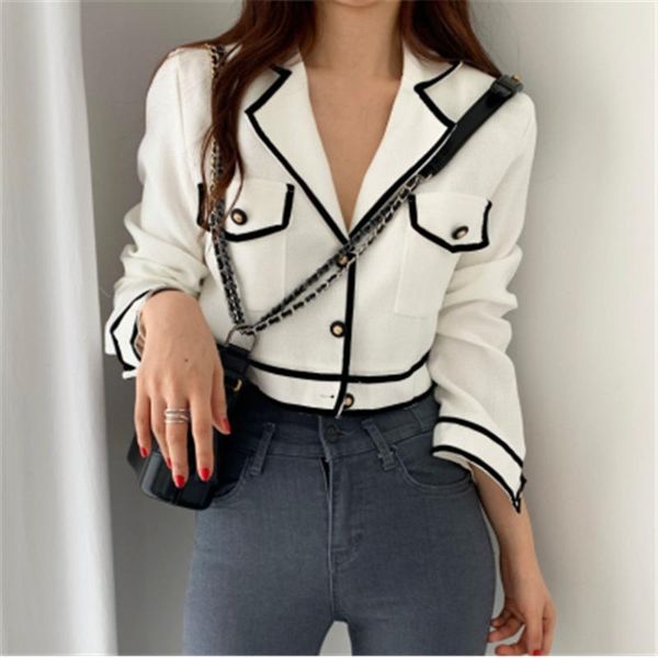 women's temperament short jackets fall korean v-neck hit color straight cropped females coats ol elegance outwear, Black;brown
women's temperament short jackets fall korean v-neck hit color straight cropped females coats ol elegance outwear, Black;brown