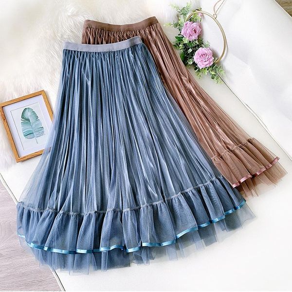 autumn winter velvet lined midi long tulle skirt women korean ruffles elastic high waist pleated ladies skirts, Black
autumn winter velvet lined midi long tulle skirt women korean ruffles elastic high waist pleated ladies skirts, Black