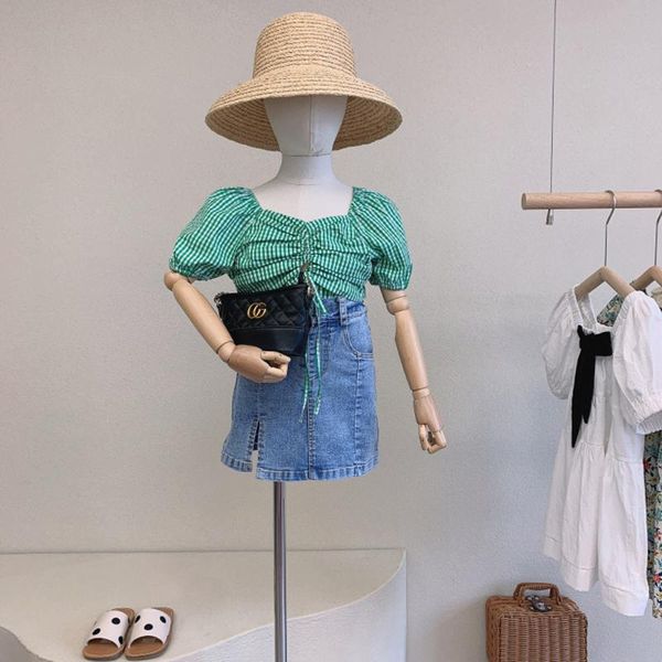 clothing sets children 2021 summer girls korean fashion plaid shirt + denim skirt two pieces baby set 2-8 years dresses, White
clothing sets children 2021 summer girls korean fashion plaid shirt + denim skirt two pieces baby set 2-8 years dresses, White