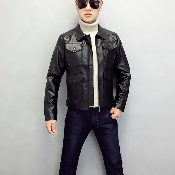 men's fur & faux slim leather jackets korean men lapel coats male motorcycle jacket casual brand tide clothing m-5xl, Black
men's fur & faux slim leather jackets korean men lapel coats male motorcycle jacket casual brand tide clothing m-5xl, Black