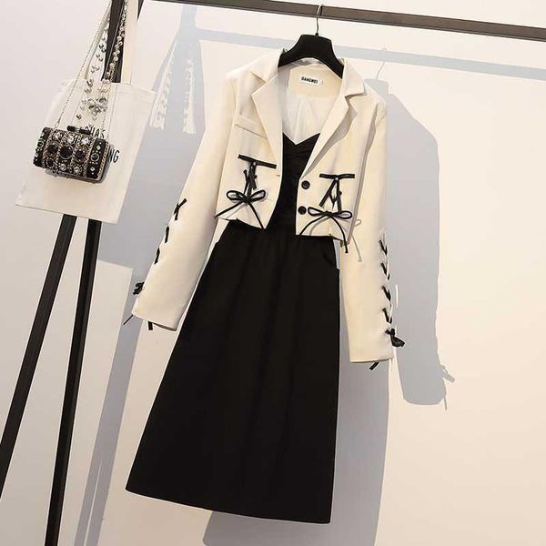 plus size women's spring 2021 western style net red suit fashion trend wild and autumn dress casual dresses, Black;gray
plus size women's spring 2021 western style net red suit fashion trend wild and autumn dress casual dresses, Black;gray