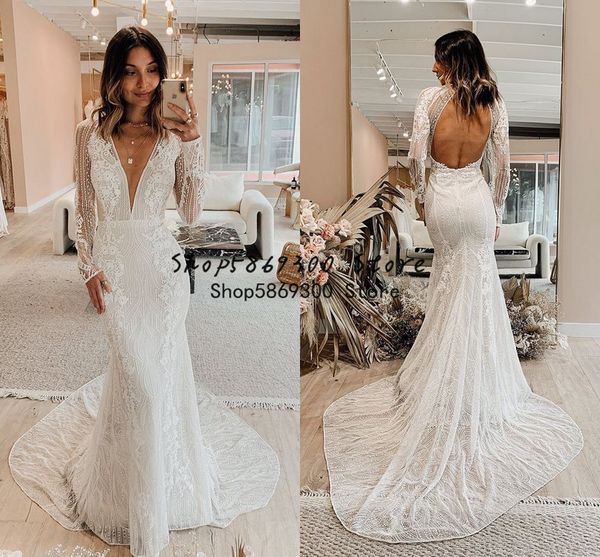 plus size mermaid wedding dresses 2022 luxury lace applique backless v-neck bohemian country beach fishtail slim bridal dress vestidos, White
plus size mermaid wedding dresses 2022 luxury lace applique backless v-neck bohemian country beach fishtail slim bridal dress vestidos, White