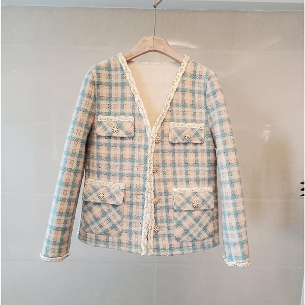 women's jackets korea elegant vintage long sleeve office lady v-neck plaid tweed gold line buttons wool coats autumn winter outwear, Black;brown
women's jackets korea elegant vintage long sleeve office lady v-neck plaid tweed gold line buttons wool coats autumn winter outwear, Black;brown