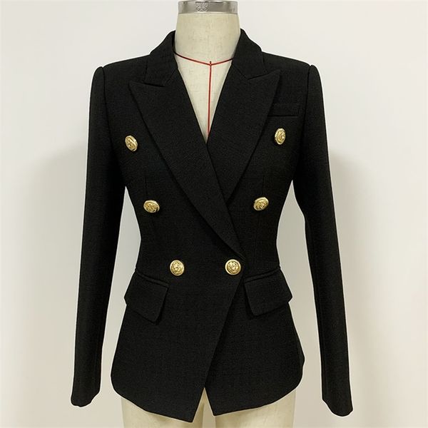 high street est baroque designer blazer women's classic lion buttons double breasted slim fitting textured blazer jacket 211104, White;black
high street est baroque designer blazer women's classic lion buttons double breasted slim fitting textured blazer jacket 211104, White;black