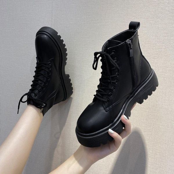boots women's faux leather platform lace-up side zipper low heel ankle british style black women
boots women's faux leather platform lace-up side zipper low heel ankle british style black women