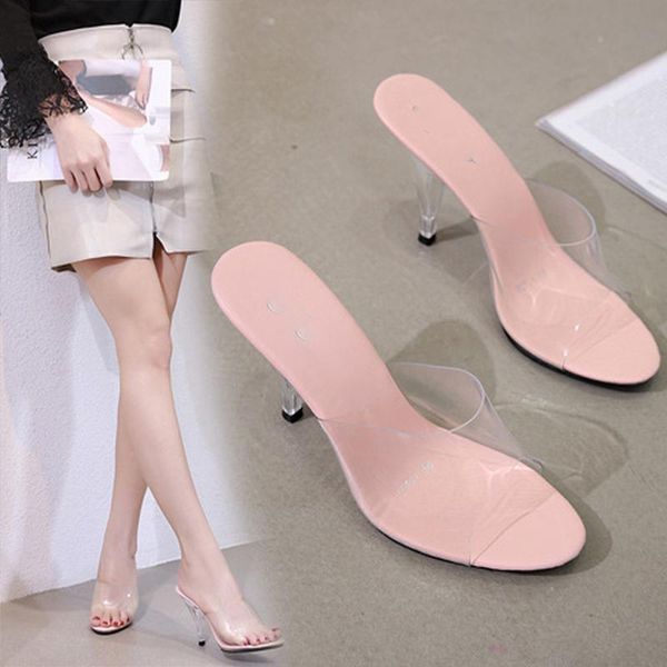 women high heel slippers large size shoes ladies transparent crystal open toe casual, Black
women high heel slippers large size shoes ladies transparent crystal open toe casual, Black