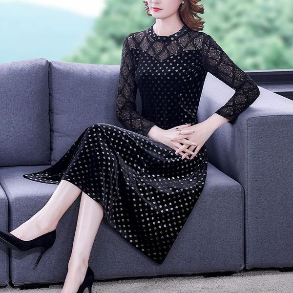 casual dresses spring autumn black velvet dot midi sequins dress women korean vintage lace 2021 elegant bodycon party vestido, Black;gray
casual dresses spring autumn black velvet dot midi sequins dress women korean vintage lace 2021 elegant bodycon party vestido, Black;gray