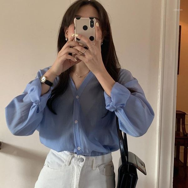 french gentle blouse shirt female minimalist v-neck long-sleeved single breasted blusas casual loose tunic verano women's blouses & shi, White
french gentle blouse shirt female minimalist v-neck long-sleeved single breasted blusas casual loose tunic verano women's blouses & shi, White