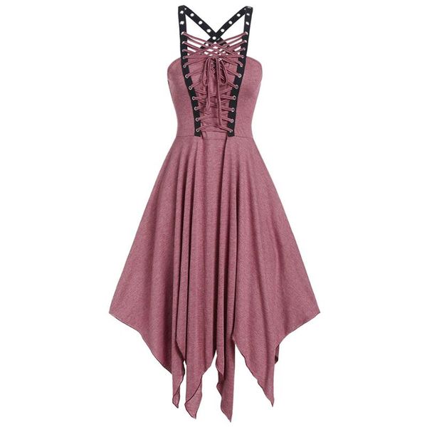 women's gothic punk black dress sleeveless strap sling irregular pink lace up party club 2xl casual dresses, Black;gray
women's gothic punk black dress sleeveless strap sling irregular pink lace up party club 2xl casual dresses, Black;gray