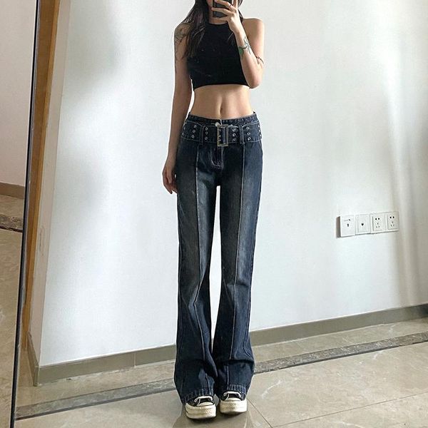 women's jeans korean washed skinny flare egirl ribbing front high waist pants with sashes hip street hipper femme streetwear, Blue
women's jeans korean washed skinny flare egirl ribbing front high waist pants with sashes hip street hipper femme streetwear, Blue