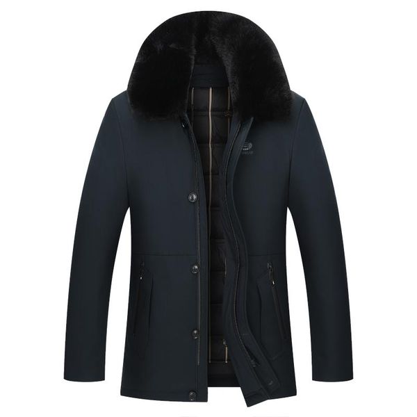 men's down & parkas winter jacket luxury fur collar thick removable liner middle age men casual warm coats mens clothes, Black
men's down & parkas winter jacket luxury fur collar thick removable liner middle age men casual warm coats mens clothes, Black