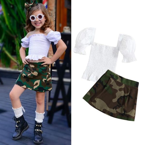 clothing sets 1-6years kids baby girls clothes set 2021 summer boat neck short puff sleeve + camouflage print skirts casual outfits, White
clothing sets 1-6years kids baby girls clothes set 2021 summer boat neck short puff sleeve + camouflage print skirts casual outfits, White