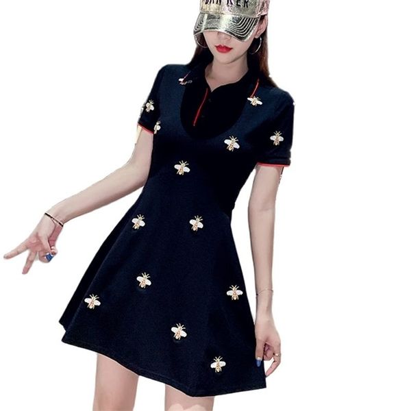 knitted dress small bee embroidery waist slimming sports t-shirt skirt summer korean fashion women's clothing 210520, Black;gray
knitted dress small bee embroidery waist slimming sports t-shirt skirt summer korean fashion women's clothing 210520, Black;gray