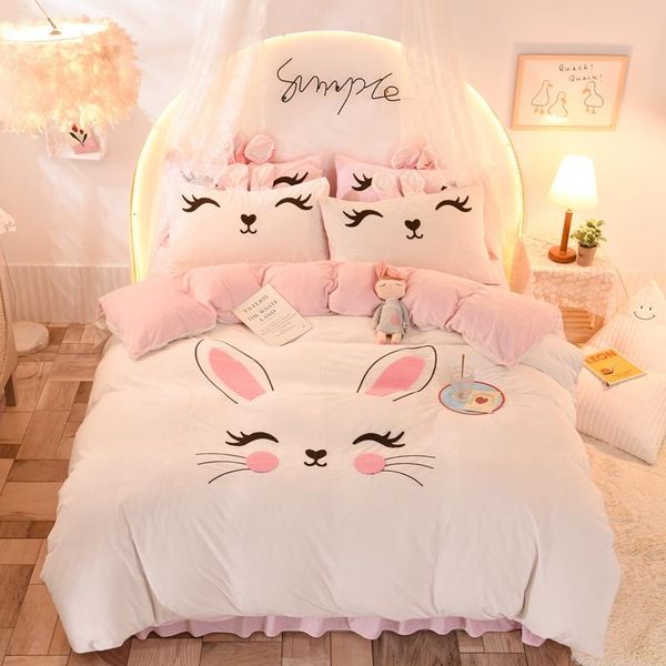 bedding sets cute cartoon kitty embroidery soft flannel fleece velvet girl set duvet cover bed skirt pillowcases textile home
bedding sets cute cartoon kitty embroidery soft flannel fleece velvet girl set duvet cover bed skirt pillowcases textile home