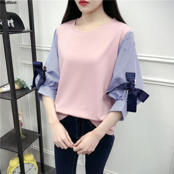 women's blouses & shirts houthion summer shirt o-neck korean blouse fashion pure color stitching comfortable, White
women's blouses & shirts houthion summer shirt o-neck korean blouse fashion pure color stitching comfortable, White