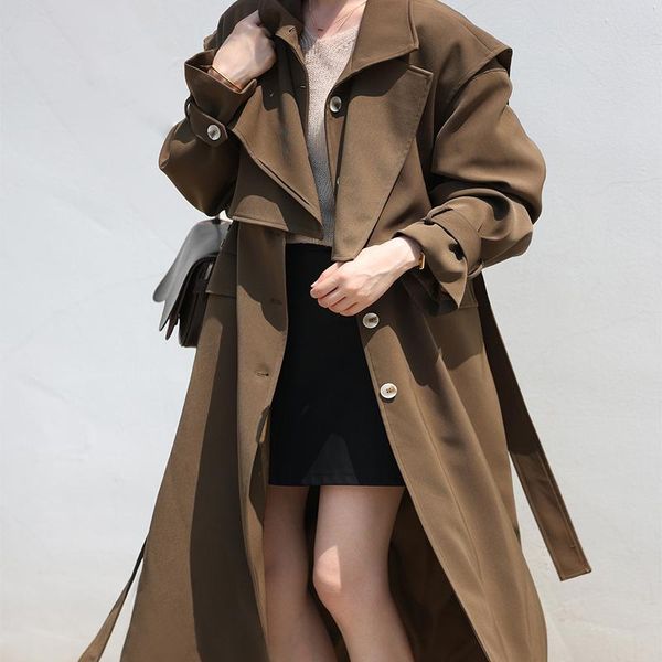 women's trench coats autumn 2021 windbreaker 2-piece set long korean style drape loose sleeve turn down collar belt jacket coat, Tan;black
women's trench coats autumn 2021 windbreaker 2-piece set long korean style drape loose sleeve turn down collar belt jacket coat, Tan;black
