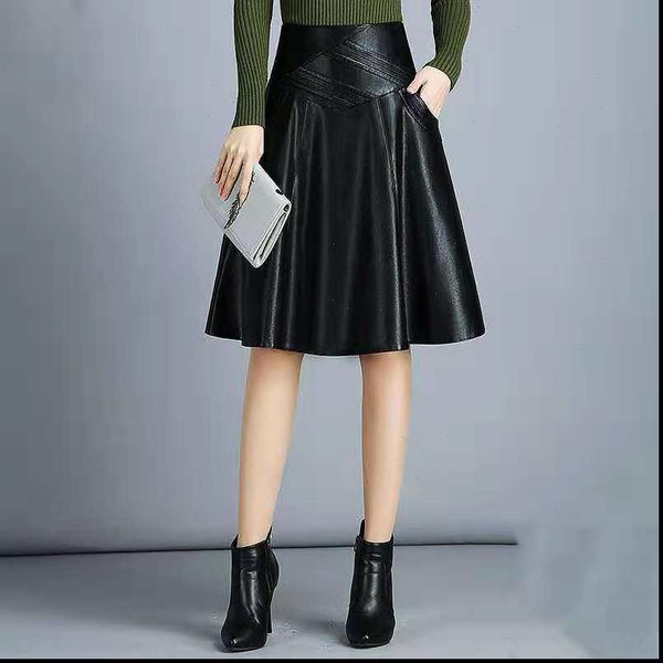 pu leather a line large women skirt size knee length high waist pleated woman skirts mujer faldas saias mulher, Black
pu leather a line large women skirt size knee length high waist pleated woman skirts mujer faldas saias mulher, Black