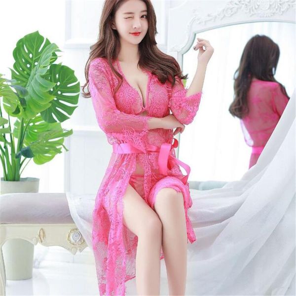 women's sleepwear lace transparent halter cardigan belt bathrobe pajamas suit lingerie robe sets traje conjuntos ensembles night dress, Black;red
women's sleepwear lace transparent halter cardigan belt bathrobe pajamas suit lingerie robe sets traje conjuntos ensembles night dress, Black;red