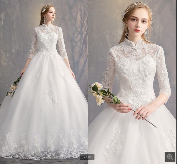 vestido de festa white lace appliques ball gown wedding dress 3/4 sleeve hollow back corset princess bridal gowns court train high neck eleg
vestido de festa white lace appliques ball gown wedding dress 3/4 sleeve hollow back corset princess bridal gowns court train high neck eleg