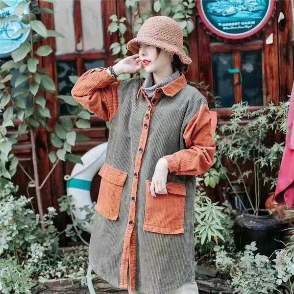 women's jackets autumn stripe casual corduroy trench coat women loose large size stitching mid-length spring single breasted f2611, Black;brown
women's jackets autumn stripe casual corduroy trench coat women loose large size stitching mid-length spring single breasted f2611, Black;brown