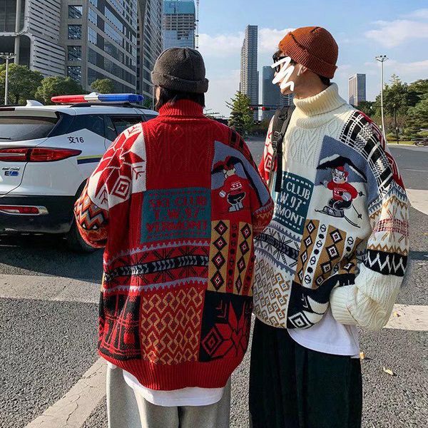 men's sweaters 2021 vintage women mens oversized sweater hip hop harajuku sweatshirt autumn/winter korean fashion knitted pullover men, White;black
men's sweaters 2021 vintage women mens oversized sweater hip hop harajuku sweatshirt autumn/winter korean fashion knitted pullover men, White;black