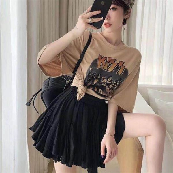 summer korean plus size short skirt elastic high waist thin puff simple casual women pleated 210527, Black
summer korean plus size short skirt elastic high waist thin puff simple casual women pleated 210527, Black