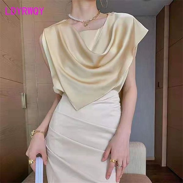 ldyrwqy wild fashion temperament round neck pleated golden sleeveless chiffon shirt 210603, White
ldyrwqy wild fashion temperament round neck pleated golden sleeveless chiffon shirt 210603, White