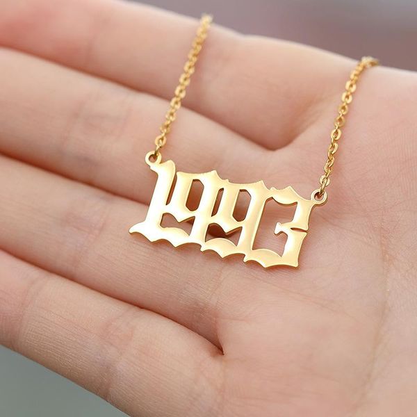 pendant necklaces birth year number necklace for women mens gift old english letter chain jewelry, Silver
pendant necklaces birth year number necklace for women mens gift old english letter chain jewelry, Silver