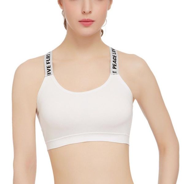 women summer stretch crop padded sports bra seamless letter racerback fitness vest haut femme gym clothing, White;black
women summer stretch crop padded sports bra seamless letter racerback fitness vest haut femme gym clothing, White;black