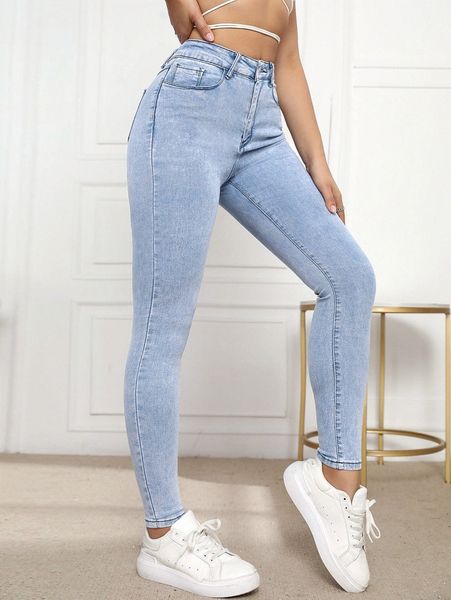 high waist skinny cropped jeans r9xu#, Blue 
high waist skinny cropped jeans r9xu#, Blue