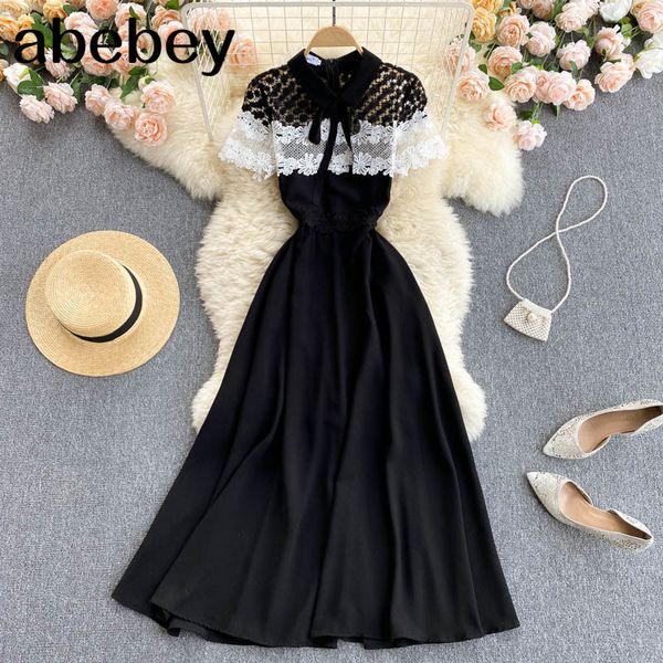 women retro maxi dress design lace splice short sleeve a-line summer casual streetwear long 210512, Black;gray
women retro maxi dress design lace splice short sleeve a-line summer casual streetwear long 210512, Black;gray