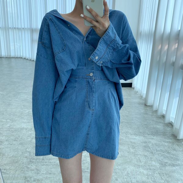 dress women's denim two piece outfits korean style loose long sleeve shirt and high waist mini skirt casual skirts sets spring 5sq4 u51, Black;gray
dress women's denim two piece outfits korean style loose long sleeve shirt and high waist mini skirt casual skirts sets spring 5sq4 u51, Black;gray