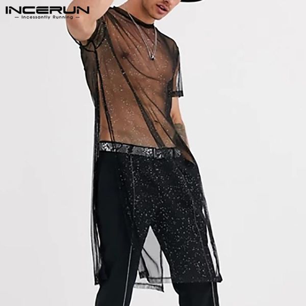 men mesh t shirt transparent short sleeve o neck long style t-shirts streetwear party nightclub tee s-5xl men's, White;black
men mesh t shirt transparent short sleeve o neck long style t-shirts streetwear party nightclub tee s-5xl men's, White;black