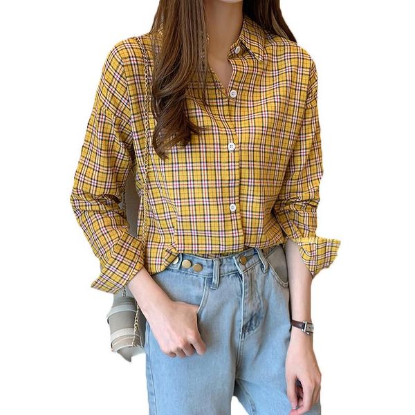 long-sleeved shirt ladies spring autumn blouse scheming plaid shirts women 203a women's blouses &, White
long-sleeved shirt ladies spring autumn blouse scheming plaid shirts women 203a women's blouses &, White