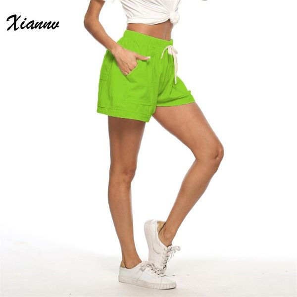 women's shorts 2021 summer solid fashion cotton and linen four pocket lace up loose wide leg casual spodenki damskie, White;black
women's shorts 2021 summer solid fashion cotton and linen four pocket lace up loose wide leg casual spodenki damskie, White;black