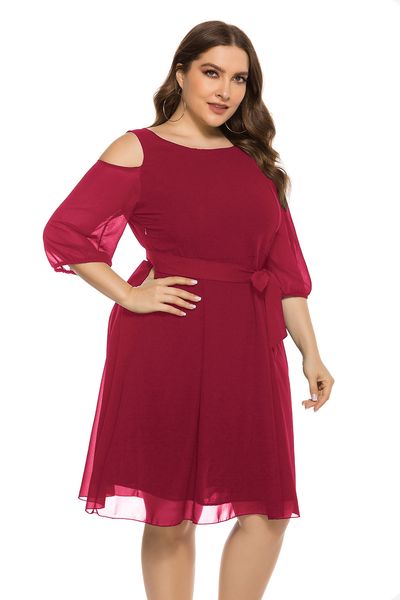 new autumn dress big round neck three-quarter sleeves strapless short waist plus size, Black;gray
new autumn dress big round neck three-quarter sleeves strapless short waist plus size, Black;gray