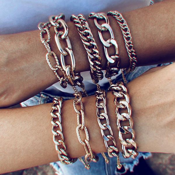 link, chain if me chunky cuban golden thick bracelets for women girls men link bracelet on hand adjustable pulsera jewelry gifts, Black
link, chain if me chunky cuban golden thick bracelets for women girls men link bracelet on hand adjustable pulsera jewelry gifts, Black